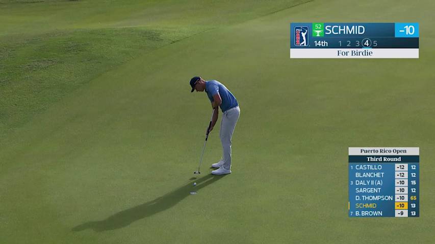 Matti Schmid makes birdie on No. 14 at Puerto Rico