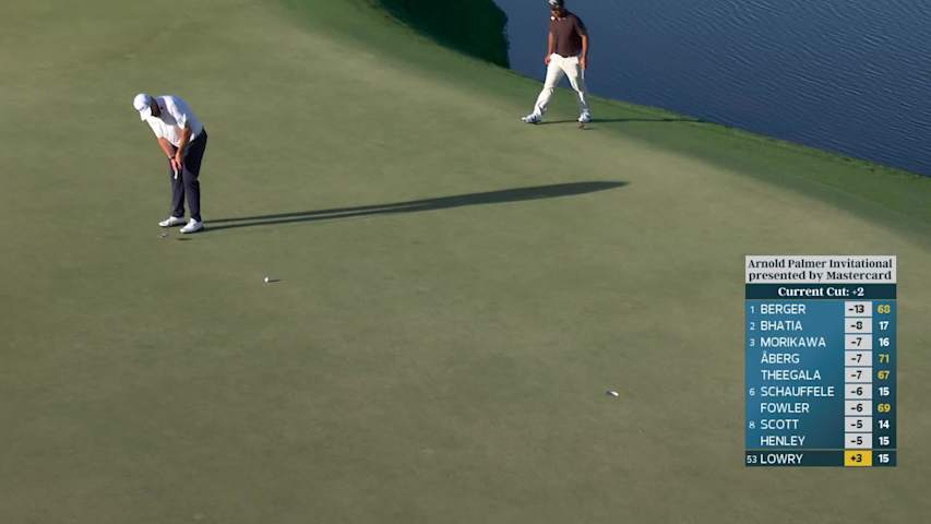 Shane Lowry sinks 3-foot birdie putt on No. 16 at Arnold Palmer