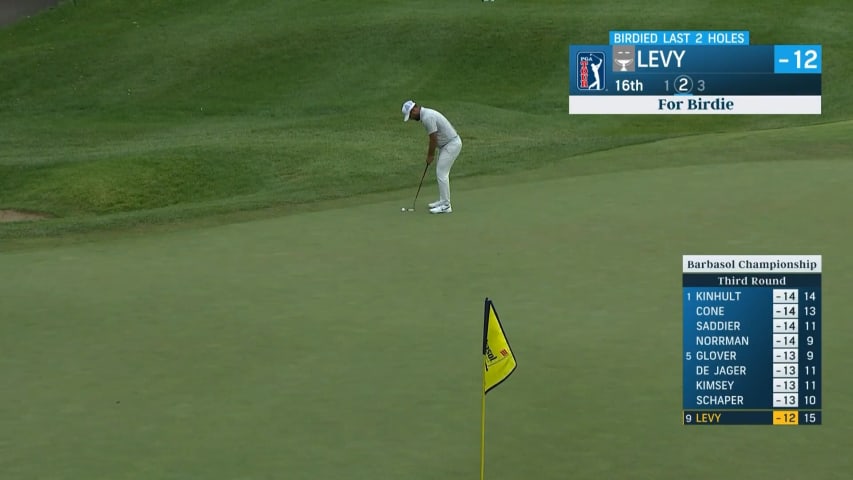 Alexander Levy pours in a 59-foot birdie putt at Barbasol