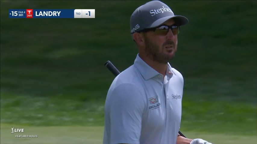 Andrew Landry gets up-and-down from just off the green at Travelers