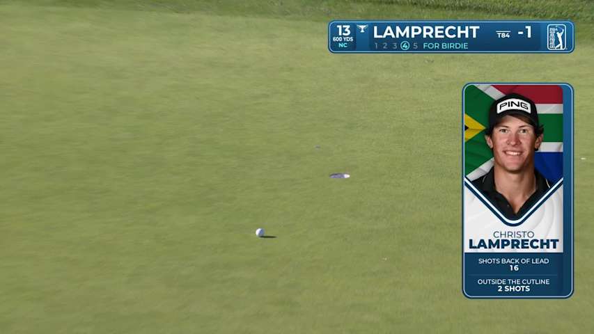 Christo Lamprecht sinks 18-foot birdie putt on No. 13 at Farmers