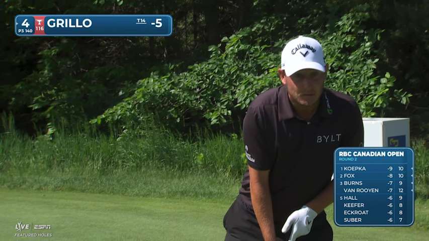 Emiliano Grillo holes 29-foot greenside shot for birdie on No. 4 at RBC Canadian
