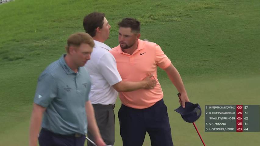 Alex Fitzpatrick/Matt Fitzpatrick makes birdie on No. 18 at Zurich Classic