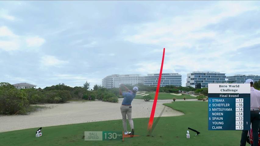 Cameron Young sinks 26-foot birdie putt on No. 2 at Hero World Challenge