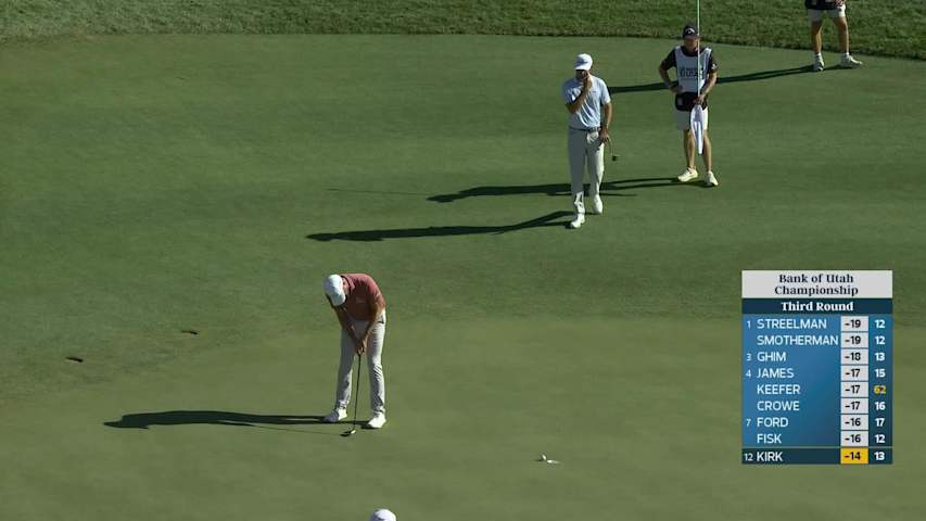 Chris Kirk drains 7-foot putt for birdie on No. 14 at Bank of Utah