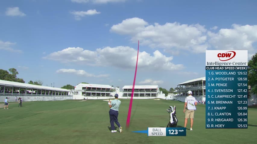 Nicolai Højgaard hits 172-yard approach to 9 feet, sets up birdie on No. 18 at Texas Children's