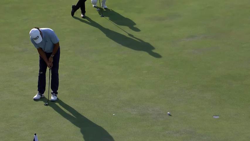 Ken Tanigawa makes birdie putt at Sanford International