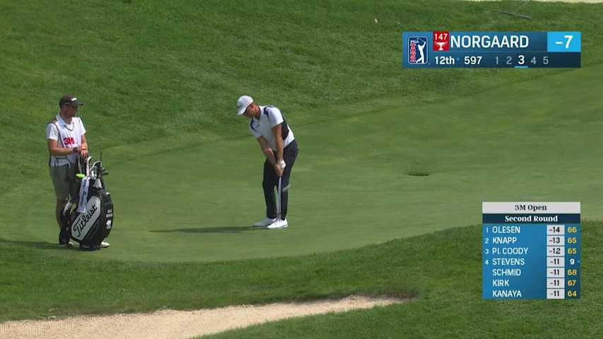 Niklas Norgaard makes birdie on No. 12 at 3M Open