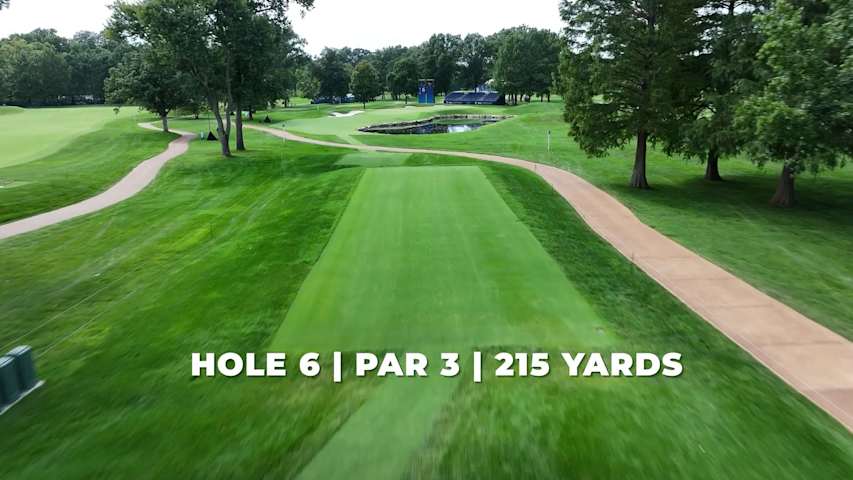 What makes sixth hole challenging at Bellerive Country Club 