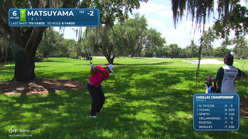 Hideki Matsuyama's 183-yard approach sets up birdie on No. 6 at Cadillac