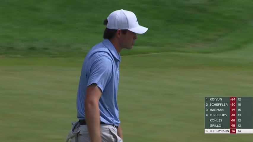Davis Thompson sinks 17-foot birdie putt on No. 15 at 3M Open