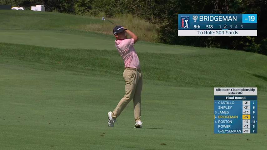 Jacob Bridgeman's 206-yard approach sets up eagle on No. 8 at Biltmore Championship