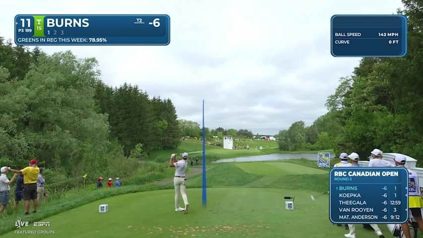 Sam Burns hits tee shot to 7 feet, sets up birdie on No. 11 at RBC Canadian