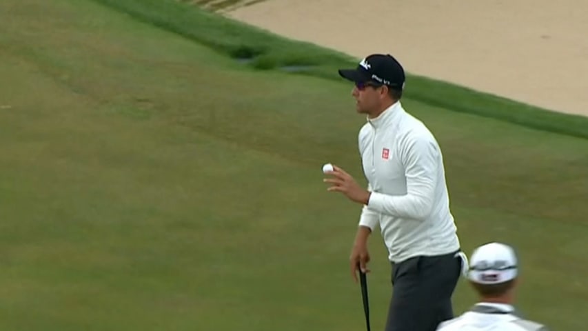 Adam Scott closes on a solid birdie at THE CJ CUP