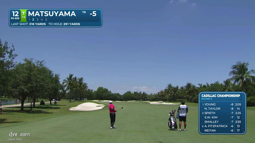Hideki Matsuyama drains 9-foot birdie putt on No. 12 at Cadillac