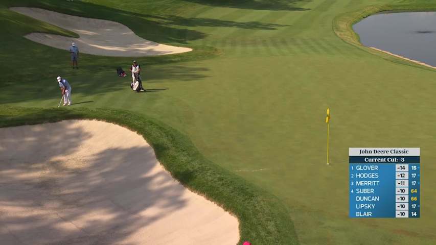 Fabián Gómez holes 52-foot approach for birdie on No. 18 at John Deere