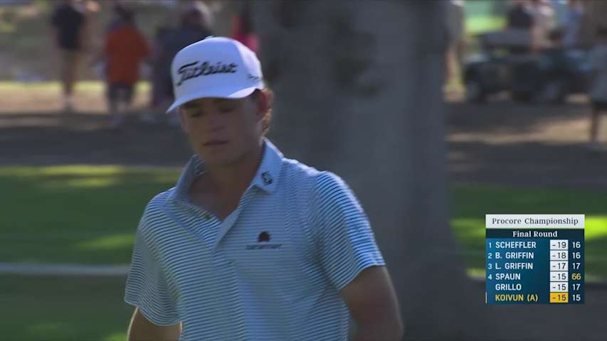 Jackson Koivun sinks 31-foot birdie putt on No. 16 at Procore