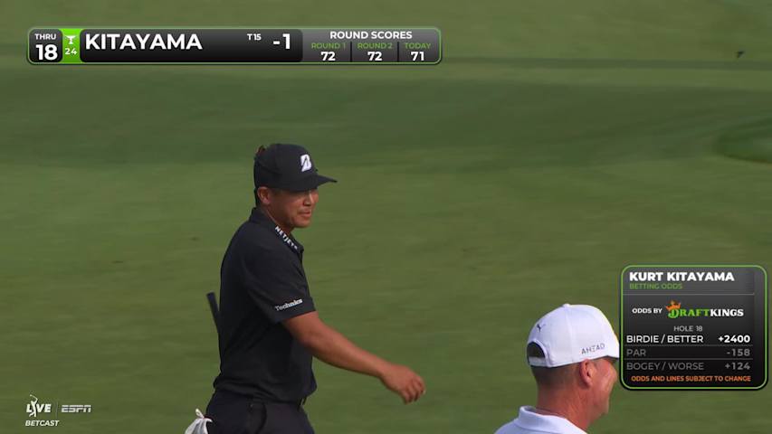 Kurt Kitayama holes 37-foot shot from rough for birdie on No. 18 at the Memorial