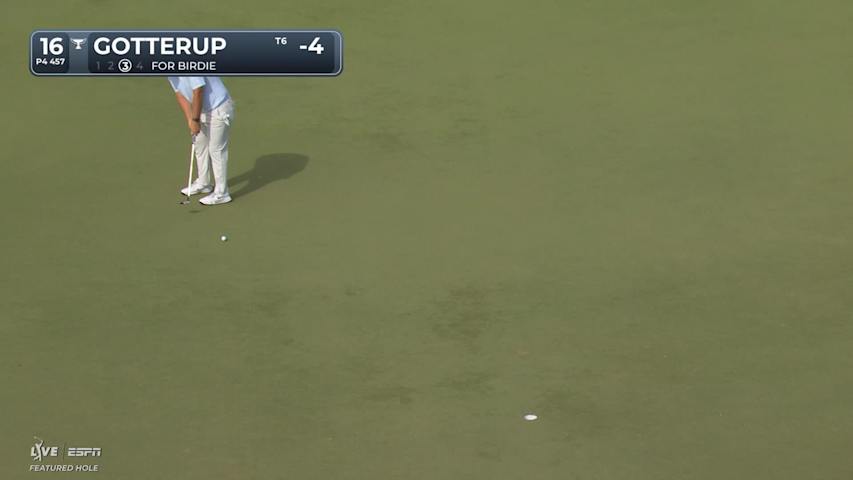 Chris Gotterup drains 22-foot birdie putt on No. 16 at TOUR Championship