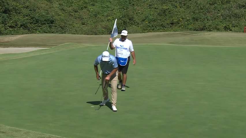 Zachary Bauchou sinks 12-foot putt for birdie on No. 3 at Baycurrent