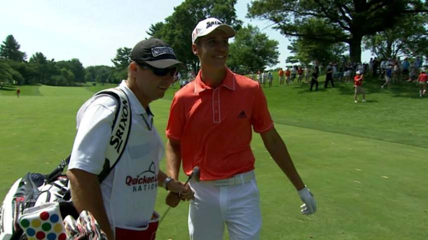 Oliver Goss hits a laser to 10 inches for birdie at Quicken Loans
