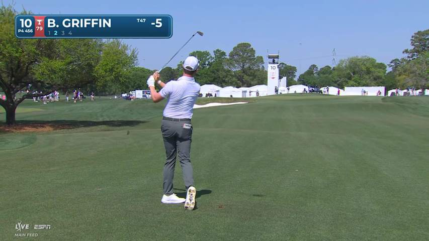 Ben Griffin hits 143-yard approach to 7 feet, sets up birdie on No. 10 at Texas Children's