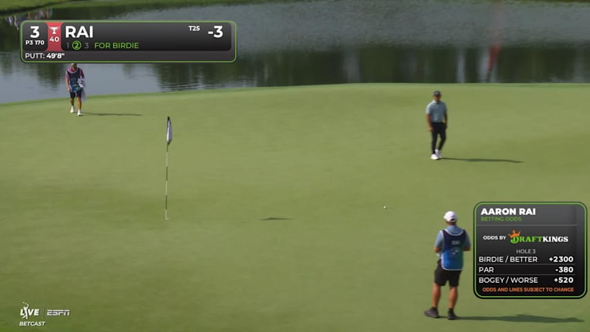 Aaron Rai sinks 50-foot birdie putt on No. 3 at BMW Championship