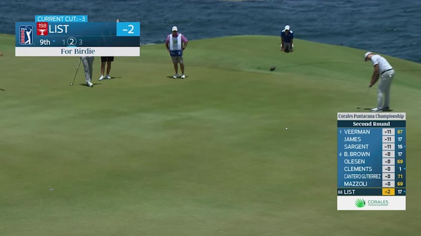 Luke List sinks 28-foot birdie putt on No. 9 at Corales Puntacana