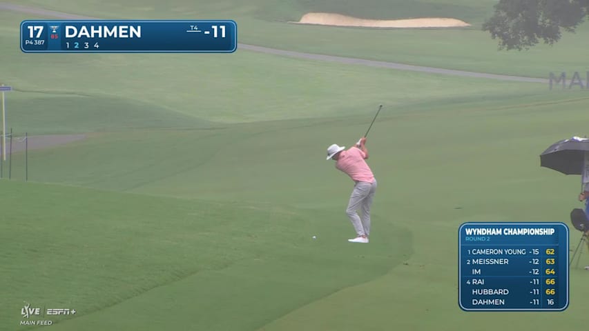 Joel Dahmen makes birdie on No. 17 at Wyndham
