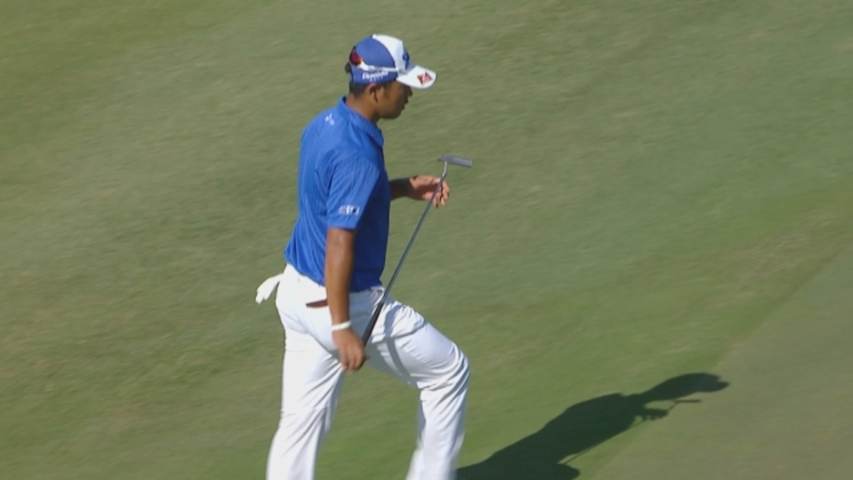 Hideki Matsuyama’s chip rolls within inches at Hyundai