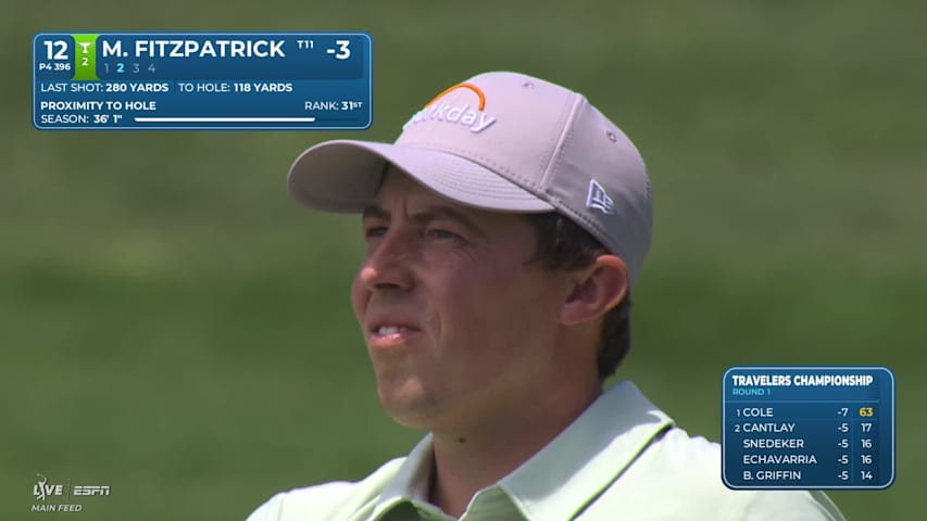 Matt Fitzpatrick makes birdie on No. 12 at Travelers