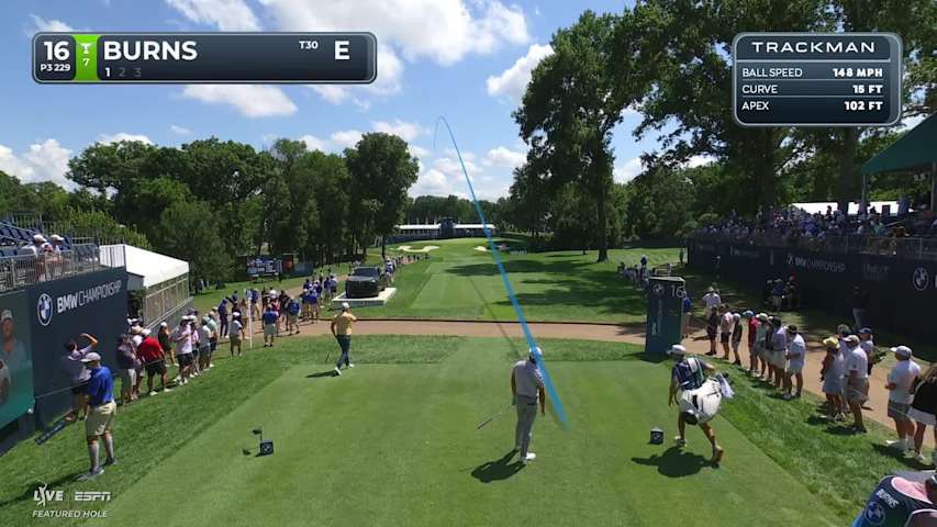 Sam Burns hits tee shot to 14 feet, sets up birdie on No. 16 at BMW Championship