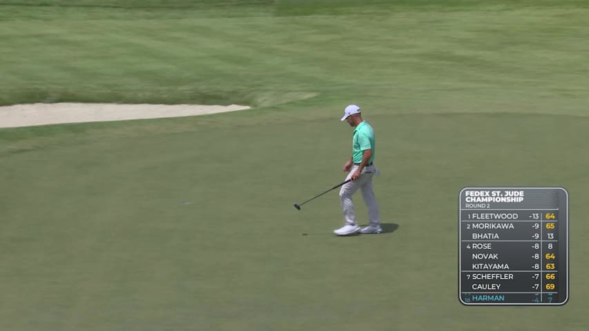 Brian Harman sinks a 25-foot birdie putt on No. 8 at FedEx St. Jude
