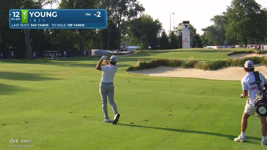 Cameron Young holes 27-foot shot for birdie on No. 12 at Rocket Classic