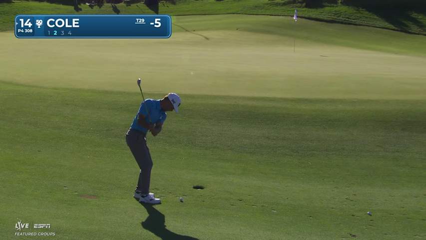 Eric Cole sinks 7-foot putt for birdie on No. 14 at Bank of Utah