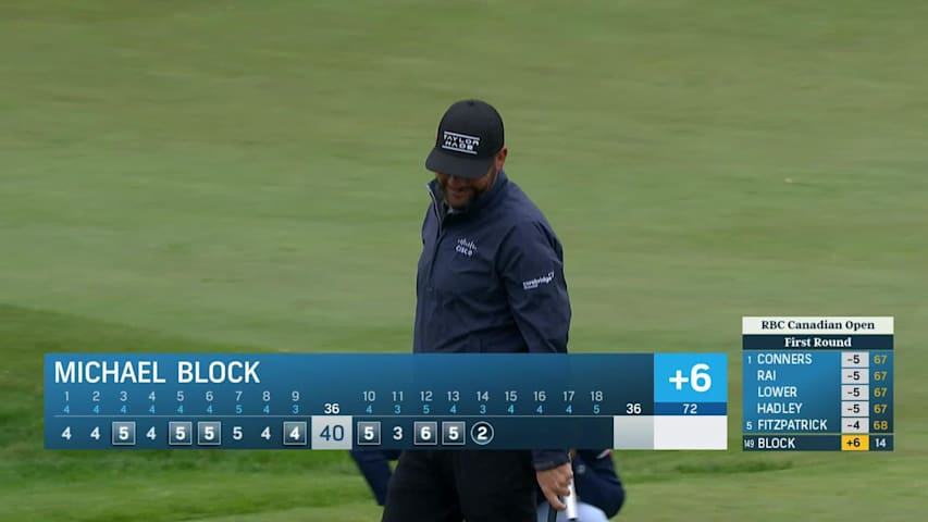 Michael Block sinks a 27-foot birdie putt on No. 14 at RBC Canadian