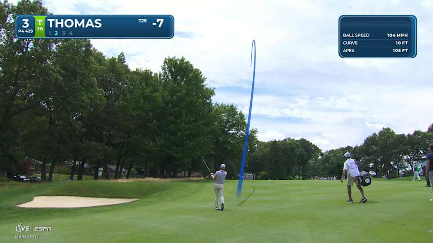 Justin Thomas gets up-and-down from 127 yards for birdie on No. 3 at Travelers