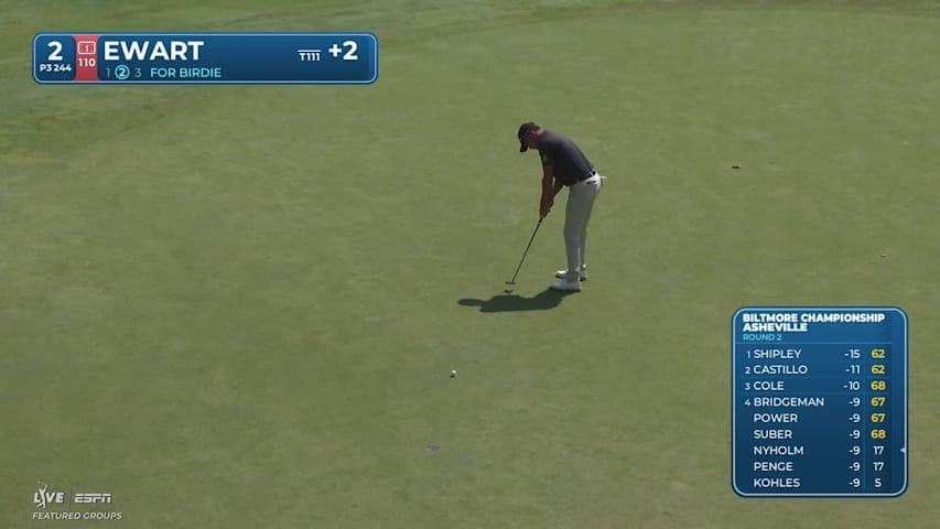 A.J. Ewart sinks 14-foot putt for birdie on No. 2 at Biltmore Championship