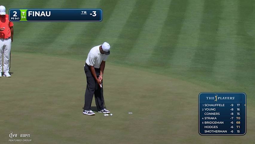 Tony Finau taps in from 2 feet for birdie on No. 2 at THE PLAYERS