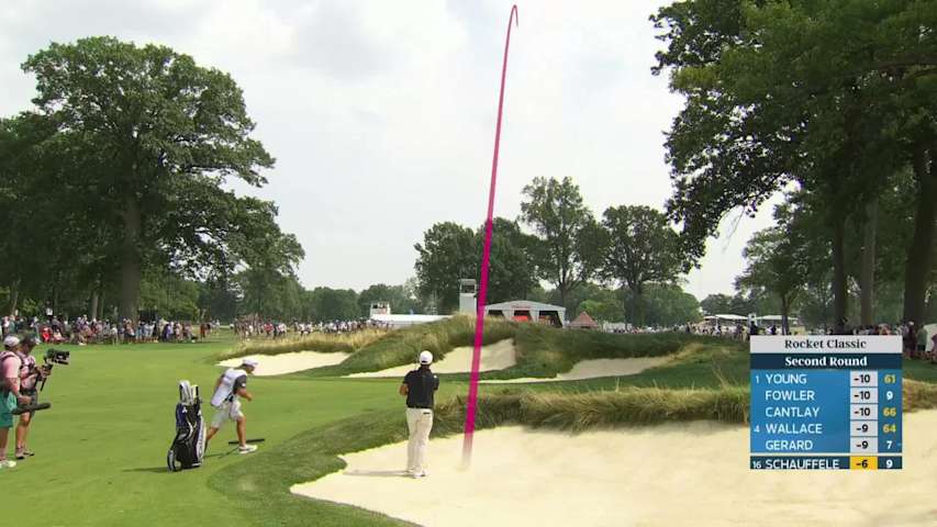 Xander Schauffele gets up-and-down from 126 yards for birdie on No. 10 at Rocket Classic