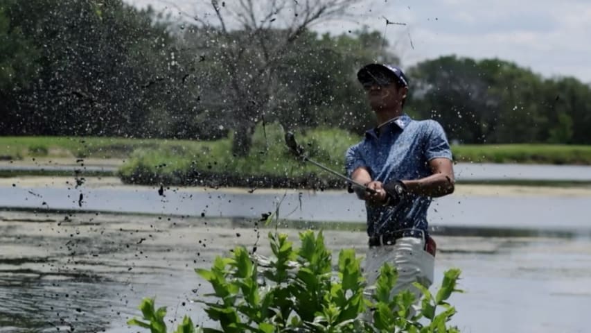 Ricky Castillo’s incredible up-and-down birdie from water at Wichita Open