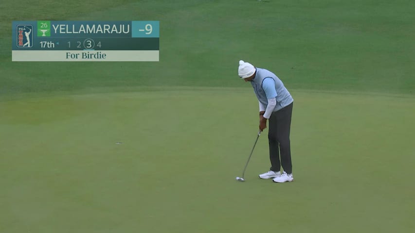 Sudarshan Yellamaraju drains 15-foot birdie putt on No. 17 at Valero