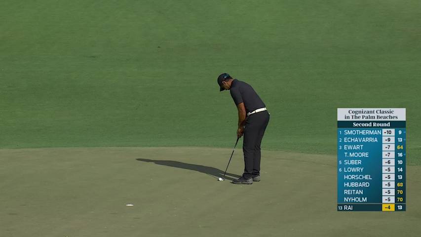 Aaron Rai hits 131-yard approach to 8 feet, sets up birdie on No. 14 at Cognizant Classic