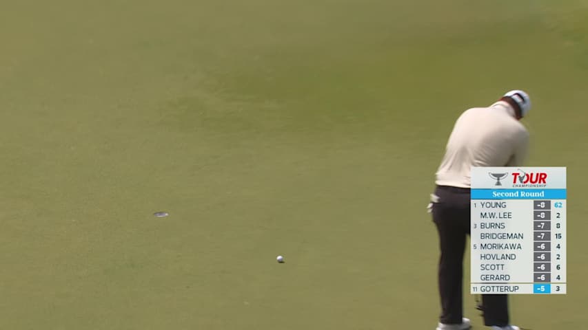 Chris Gotterup drains 11-foot birdie putt on No. 4 at TOUR Championship
