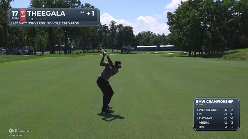 Sahith Theegala drains 5-foot birdie putt on No. 17 at BMW Championship
