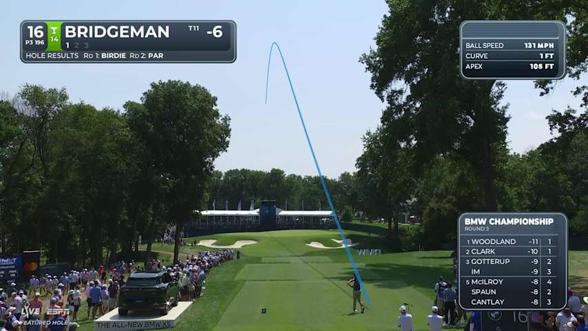 Jacob Bridgeman sinks 36-foot birdie putt on No. 16 at BMW Championship