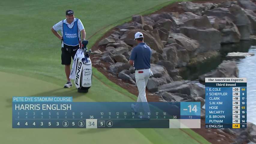 Harris English sinks 60-foot birdie putt on No. 11 at The American Express