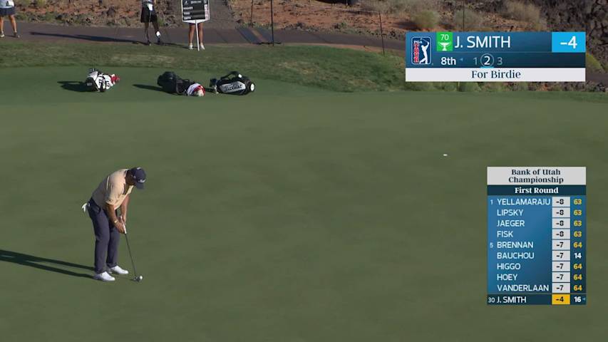 Jordan L Smith sinks 28-foot birdie putt on No. 8 at Bank of Utah