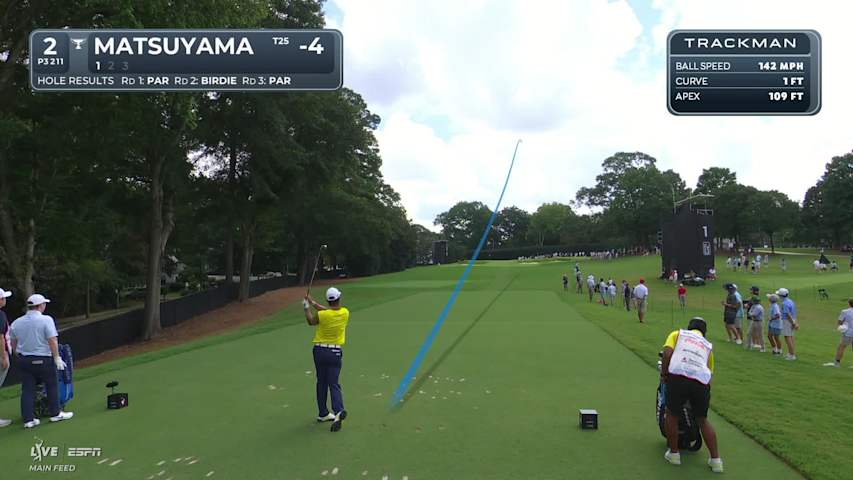 Hideki Matsuyama hits tee shot to 11 feet, sets up birdie on No. 2 at TOUR Championship