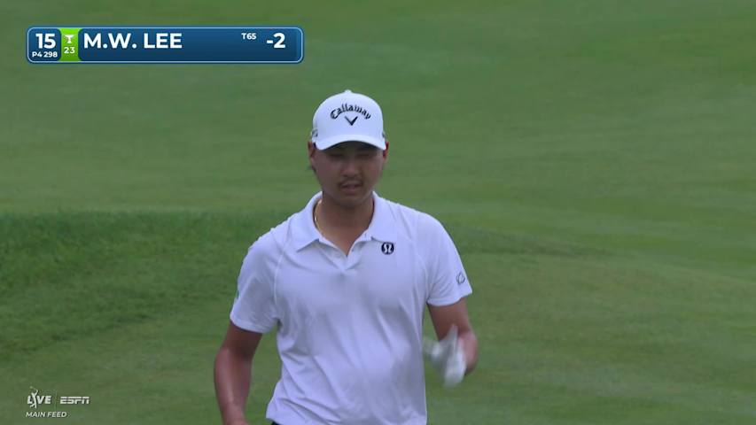 Min Woo Lee sinks 5-foot birdie putt on No. 15 at Travelers